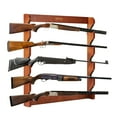 thumbnail image 1 of VEVOR Gun Rack, Wood Gun Rack Wall Mount, Gun Display Rack holds 5 Rifles, Shotguns, 132 lb Heavy Duty Wall Storage Display Rifle Rack with Soft Padding, 1 of 9