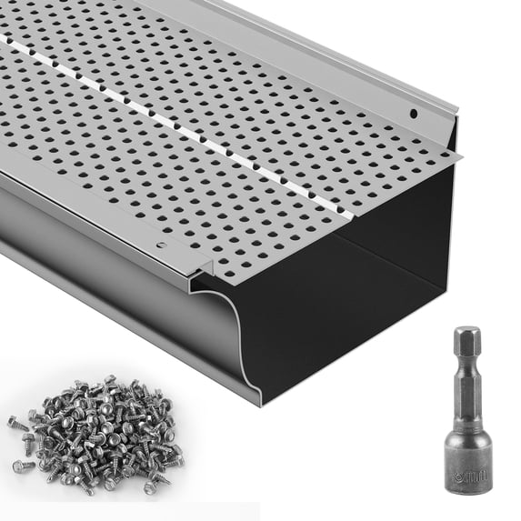 VEVOR Gutter Guard, 6 inch Width, Aluminum Leaf Filter DIY Gutter Cover, 52 PCS 208 ft Total Length, 0.157'' Hole Diameter & 0.02'' Thick Fits Any Roof or Gutter Type