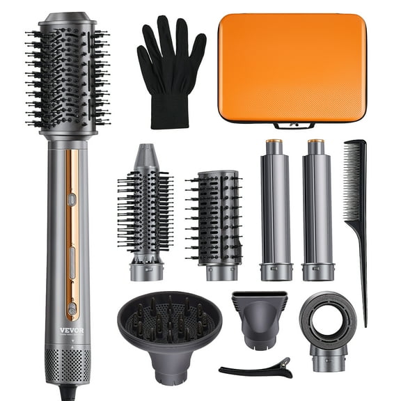VEVOR Hair Styler and Dryer Brush, 7-in-1 Professional Multi Styler, 110,000RPM High-Speed Hot Air Styler with Brushless Motor, 2 Auto-Wrap Curlers, 3 Brushes & 3 Nozzles, Ionic Blow Dryer