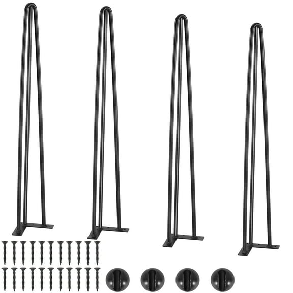 VEVOR Hairpin Table Legs 28", Set of 4 Desk Legs 900lbs Load Capacity, Hairpin Desk Legs 3 Rods for Desk Chairs Bench Dining End Table, Solid Carbon Steel Heavy Duty Furniture Legs Black