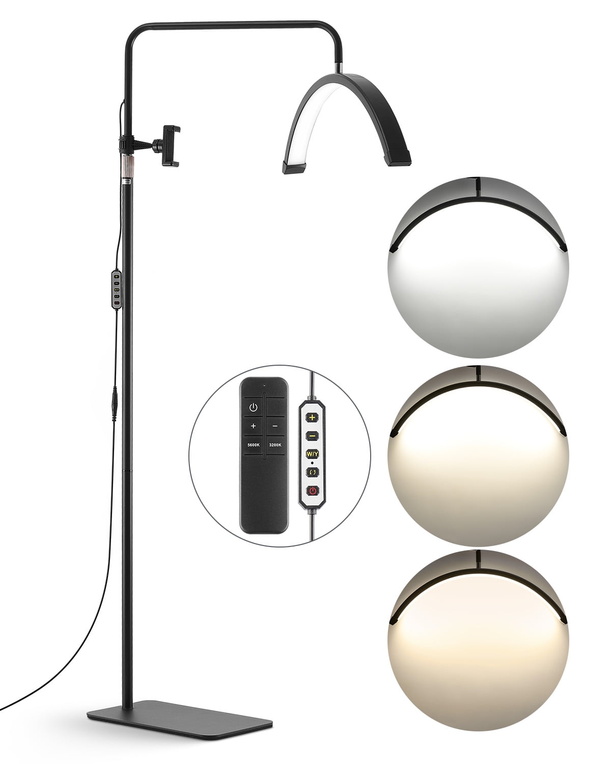 Hi_friend 28" Half Moon LED Lash Lamp – Adjustable Brightness & Color, Dimmable, With Phone Holder, For Eyelash Extensions & Makeup