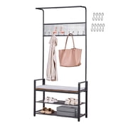 VEVOR Hall Tree, 72 in Coat Rack with Shoe Bench, Freestanding 2-Tier Shoe Rack Storage Organizer with Hooks, Hanging Rod and Wire Shelf, Steel Frame Entrance Coat Holder for Entry, Bedroom, Closet