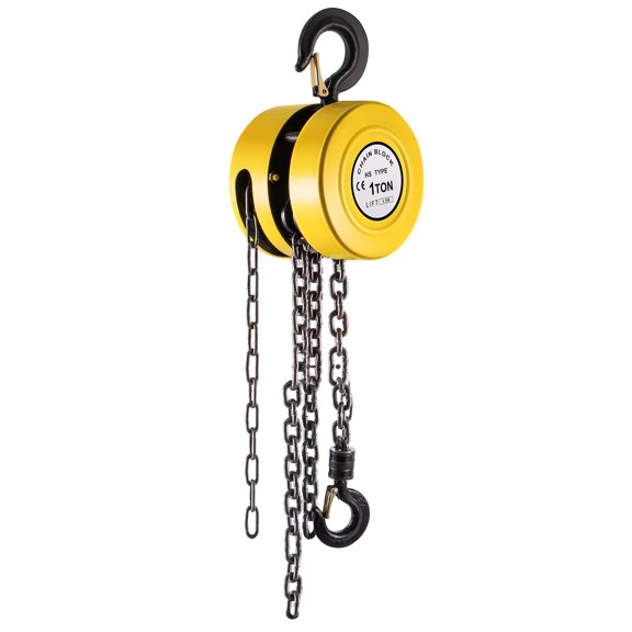VEVOR Hand Chain Hoist, 1Ton/15ft Chain Block, Manual Hand Chain Block, Manual Hoist w/Industrial-Grade Steel Construction for Lifting Good in Transport & Workshop, Yellow