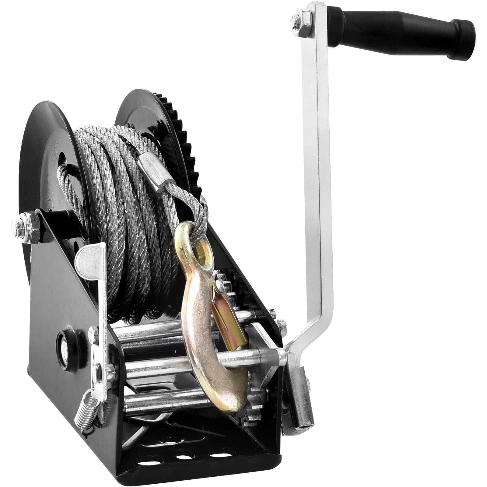 VEVOR Hand Winch, 3500 lbs Pulling Capacity,Boat Trailer Winch Heavy Duty Rope Crank with 33 ft Steel Wire Cable and Two-Way Ratchet,Manual Operated Hand Crank Winch for Trailer, Boat or ATV Towing