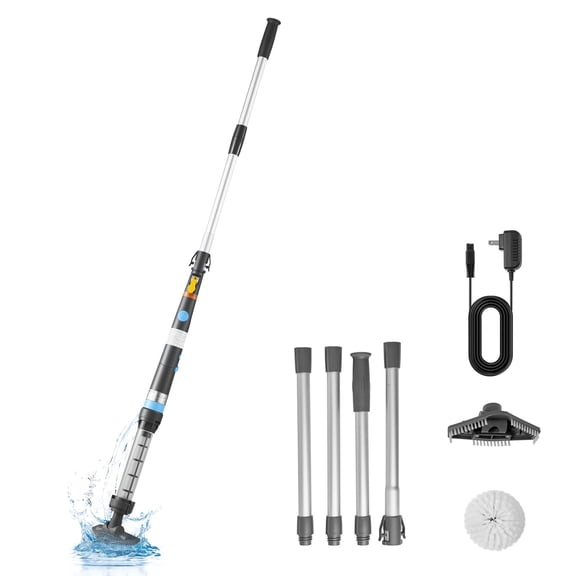 VEVOR Handheld Pool Vacuum, 8.5 GPM Cordless Spa Hot Tub Vacuum with Extension Pole and 2 Brush Heads, 60 Mins Running Time, for Small Debris, Sand, Rechargeable Pool Cleaner for Above Ground Pools
