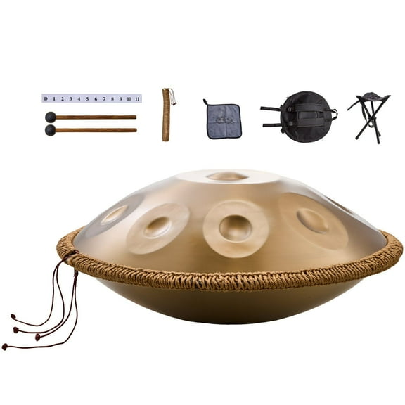 VEVOR Handpan Drum, 22 in & 9 Notes, D Minor Hand Drum, Hand Pan Drum Instrument with Mallets, 440Hz Handpan Stand & Carry Bag, Steel Healing Sound Drum, Percussion Instruments for Adults Beginners