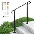 thumbnail image 1 of VEVOR Handrails for Outdoor Steps, 2-3 Step Adjustable Height, Carbon Steel Transitional Handrail with Installation Kit, Exterior Hand Railing for Steps, Concrete or Wooden Stairs, Porch, Matte Black, 1 of 9