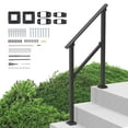 thumbnail image 1 of VEVOR Handrails for Outdoor Steps, 2-3 Step Stair Hand Rail Kit, Transitional Carbon Steel Railings with Installation Kit, Stair Rails for Seniors, Concrete Steps & Porch & Deck, Black Square Tube, 1 of 9