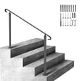thumbnail image 1 of VEVOR Handrails for Outdoor Steps, Fit 3-5 Steps Outdoor Stair Railing, Wrought Iron Handrail, Flexible Front Porch Hand Rail, Black Transitional Hand railings for Concrete Steps or Wooden Stairs, 1 of 9