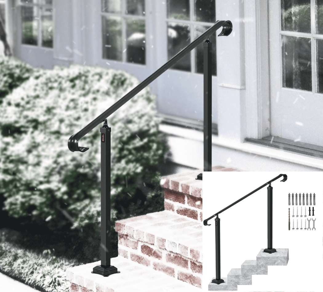 VEVOR Handrails for Outdoor Steps, Fit 35 Steps Outdoor Stair Railing
