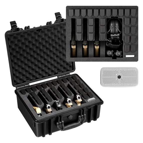 VEVOR Hard Pistol Case, Heavy Duty Hard Gun Case with XPE Foam Lining, Waterproof Pistol Storage Box with Customizable Interior & Handle for Gun, Lenses, Camera, Gear, TSA Compliant, 18.7x12.5x7.5 in