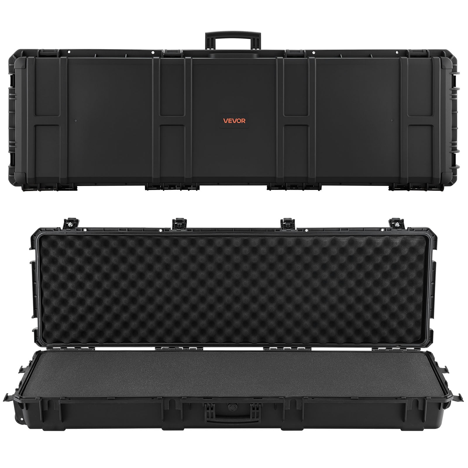 VEVOR Hard Rifle Case, Lockable Rifle Case with Pre-cut Foams, 52 in Gun Storage with Wheels, Heavy Duty IP67 Waterproof & Dustproof Pistol Storage Cases for Rifles, Shotguns, Airsoft Guns, Black