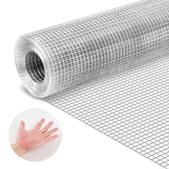 VEVOR Hardware Cloth, 1/2 inch 72 inch x 50 ft 19 Gauge Chicken Wire Fence, Hot-Dip Galvanized After Welding Metal Wire Mesh Roll, Garden Plant Welded Fencing Roll Supports Poultry Netting Cage Fence