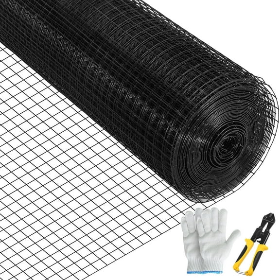 VEVOR Hardware Cloth 24"x100' Welded Wire Fence Vinyl Coated Chicken Rabbit Mesh 1"x1" 16 Gauge