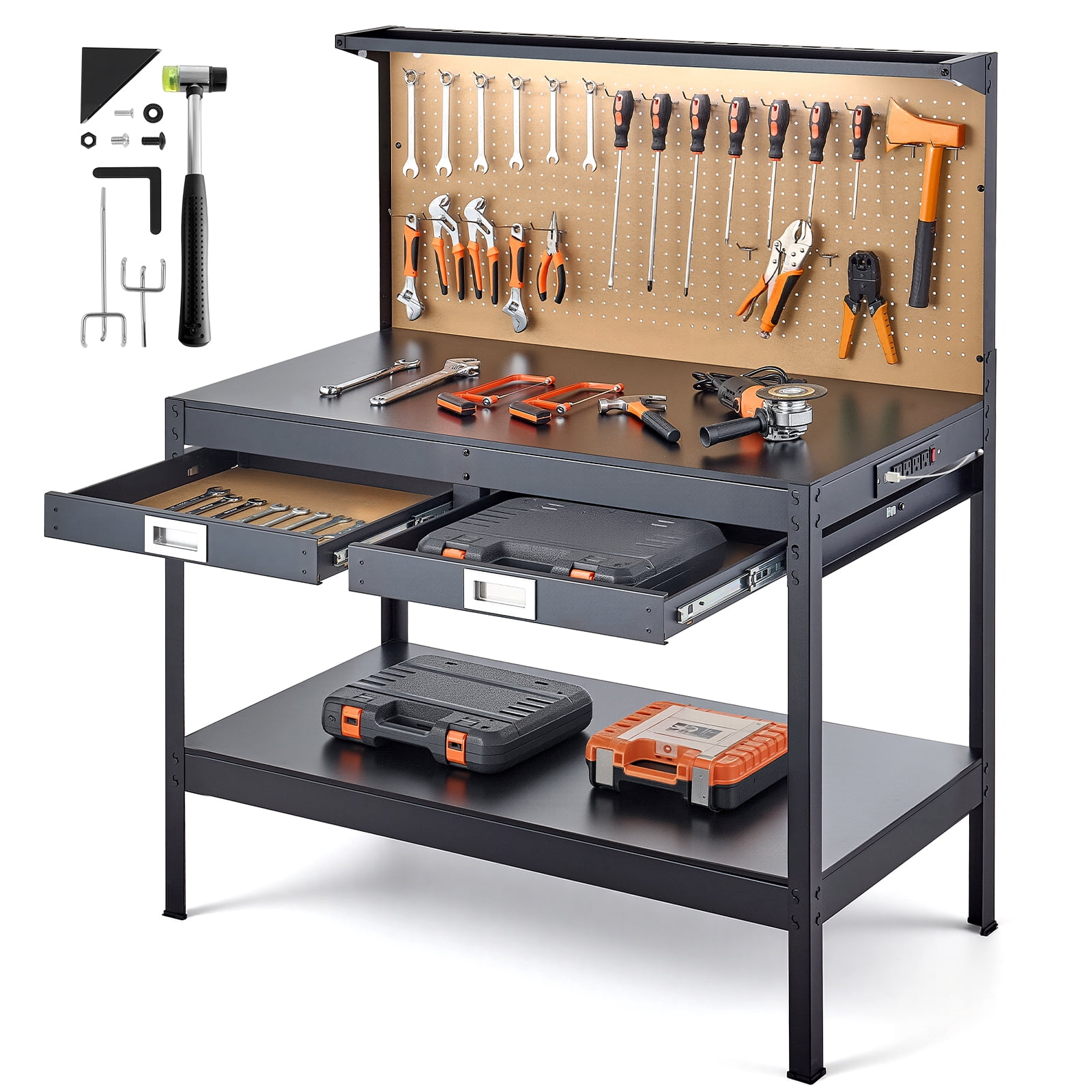 Workbench Cable Rack VEVOR Hardwood Workbench, 242.5 lbs Weight Capacity, 47.2-inch Heavy ...