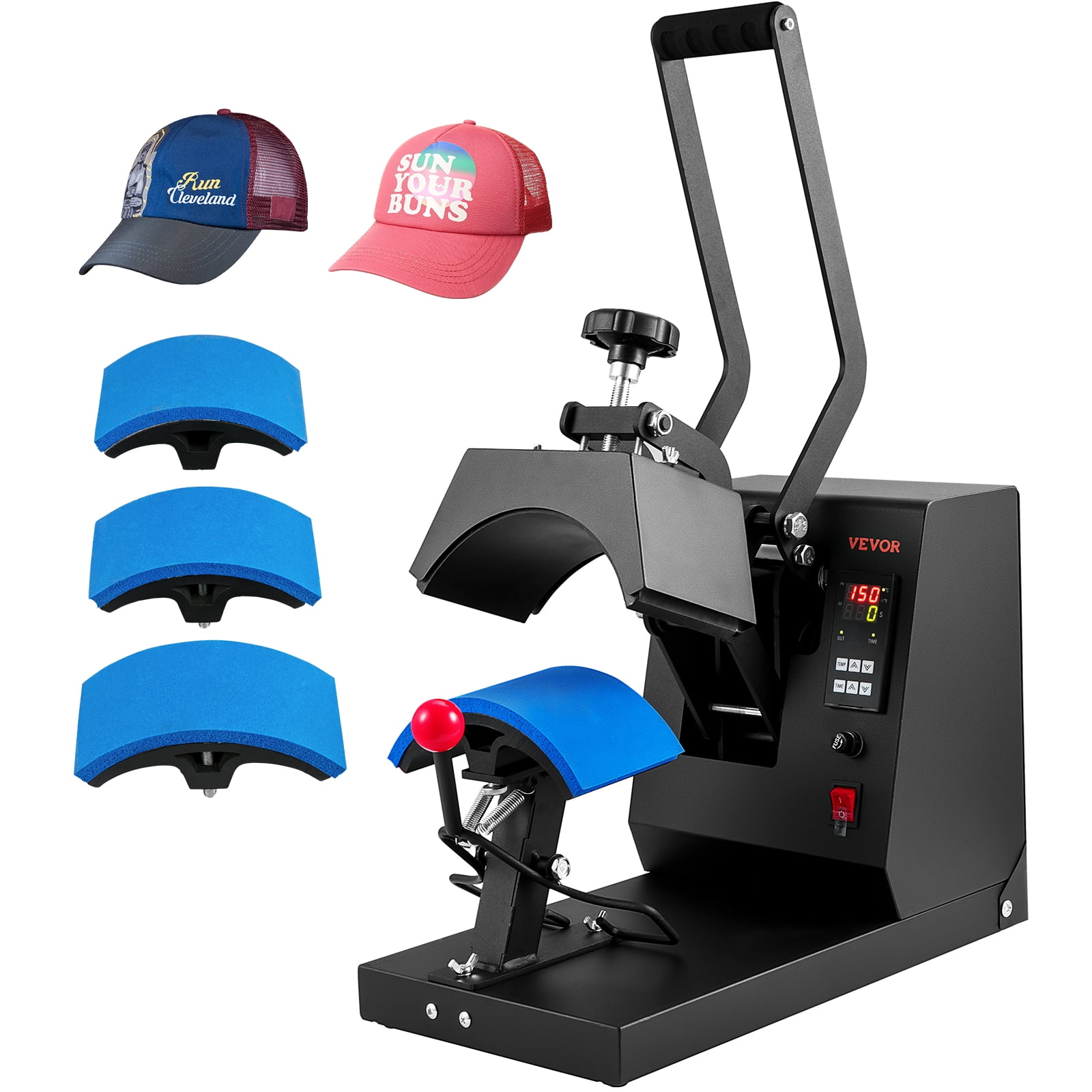 VEVOR Hat Heat Press, 4-in-1 Cap Heat Press Machine, 6x3inches ...