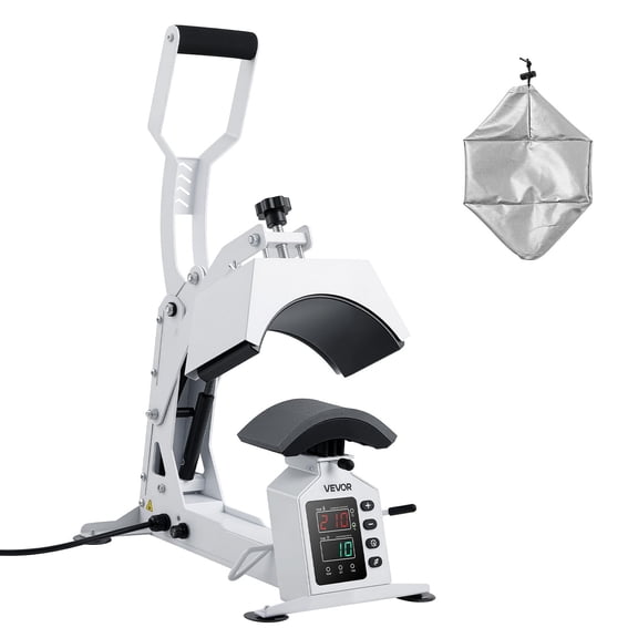 VEVOR Hat Heat Press Machine, 8.5 x 4 in Large Heating Plate, with Caps Stretcher, Precise Temperature & Time Control, Heat Press for Hats and Caps, for HTV Iron On and Sublimation Projects, White