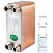 VEVOR Heat Exchanger 40 Plates Brazed Plate Heat Exchanger 316L 3/4" MPT Heat Exchanger for Hydronic Heating