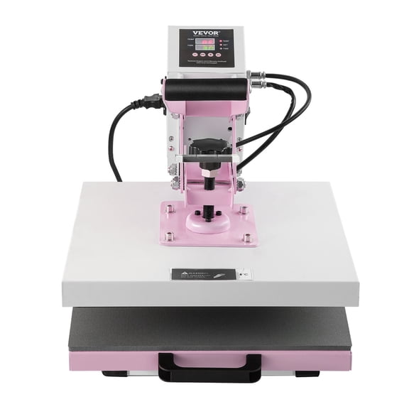 VEVOR Heat Press, 15 x 15 inch Digital Heat Press Machine, Slide Out Heat Transfer Machine, Fast and Even Heating, 2-Layer Insulation Cotton, Heat Transfer Machine for T-Shirts/Pillows/Bags, Pink