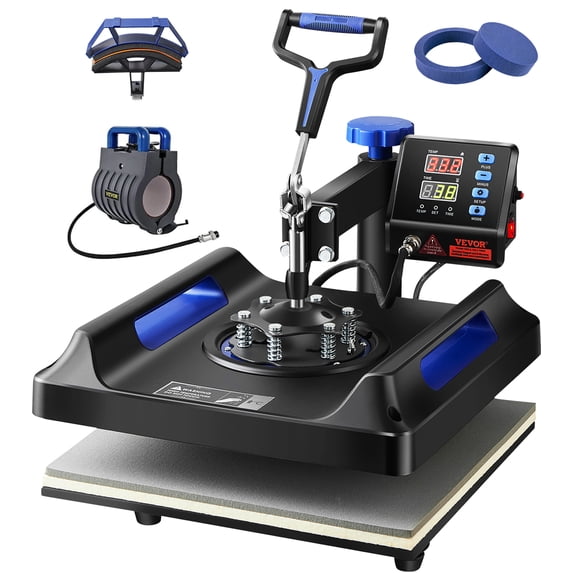 VEVOR Blue 15 x 15 in 5 in 1 Swing Away Heat Press Machine with Digital Control