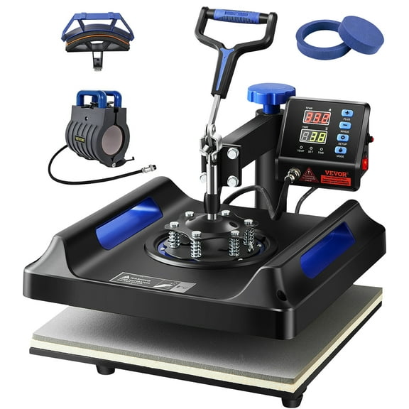 VEVOR Heat Press, 15x15in Swing Away 5 in 1 Heat Press Machine, Digital Control Multifunctional Device, Quick Heating with Safety Features, Ideal for T-shirts, Hats, Caps, Mugs, Plates