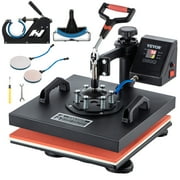VEVOR Heat Press, 5 in 1 15 x 15 Inch Heat Press Machine, Dual LED Display Heat Press Machine, Multifunctional Sublimation, for T-Shirts, Swing Away Design