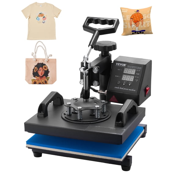 VEVOR Heat Press Machine 12 x 10 Inch T-Shirt Press 750 W Powerful Black, for T-Shirts, Garments, Bags, LCD Screen Display, Precise Control, Heat Transfer Sublimation Machine, Fast and Even Heating
