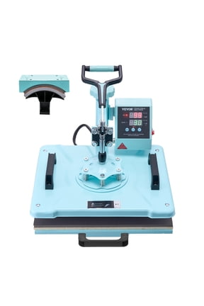 Heat Press Machine, 12 x 15 inch, 2 in 1 Heat Transfer Machine with Hat Press, 360 Swing Away T-Shirt Pressing Machine, Digital Precise Control, Fast Even Heating for T-Shirts/Hats/Caps, Green