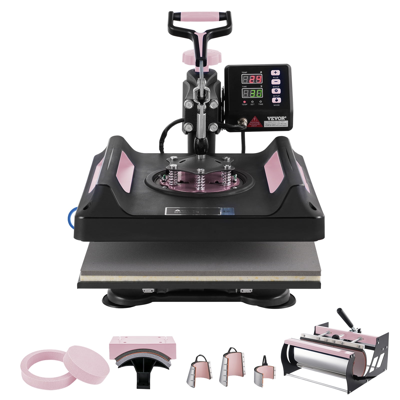 VEVOR Heat Press Machine, 15 x 15 inch, 8 in 1 Heat Transfer Machine with 30 oz Tumbler Press, 360° Swing Away Digital T-Shirt Pressing Machine, Teflon Coating, for T-Shirts/Mugs/Hats/Plates, Black