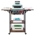 thumbnail image 1 of VEVOR Heat Press Table, 3 Tier Movable Heat Press Stand, Foldable Heat Transfer Machine Stand with Wheels and Vinyl Roll Holder, Rolling Metal Workbench for Sublimation Transfer Machine, Brown, 1 of 9