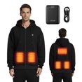 thumbnail image 1 of VEVOR Heated Jacket Hoodie for Men Women, Heated Sweatshirt Unisex Full-Zip with 7.4V 16000mAh Power Bank Pack, 5 Heating Zones, 3 Temp Levels, 4-8H Warmth, for Winter Outdoor Camping, Black, 1 of 9