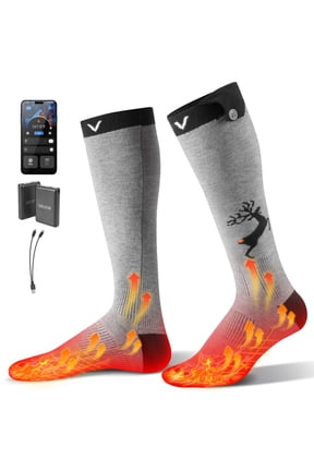 Heated Socks, 6000mAh Battery Powered, Rechargeable Heating Socks with 4 Heating Levels, Electric Heated Sock with APP Control for Men Women, Foot Warmer for Hunting Riding Camping Hiking