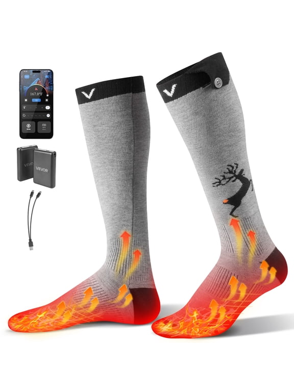 Heated Socks, 6000mAh Battery Powered, Rechargeable Heating Socks with 4 Heating Levels, Electric Heated Sock with APP Control for Men Women, Foot Warmer for Hunting Riding Camping Hiking