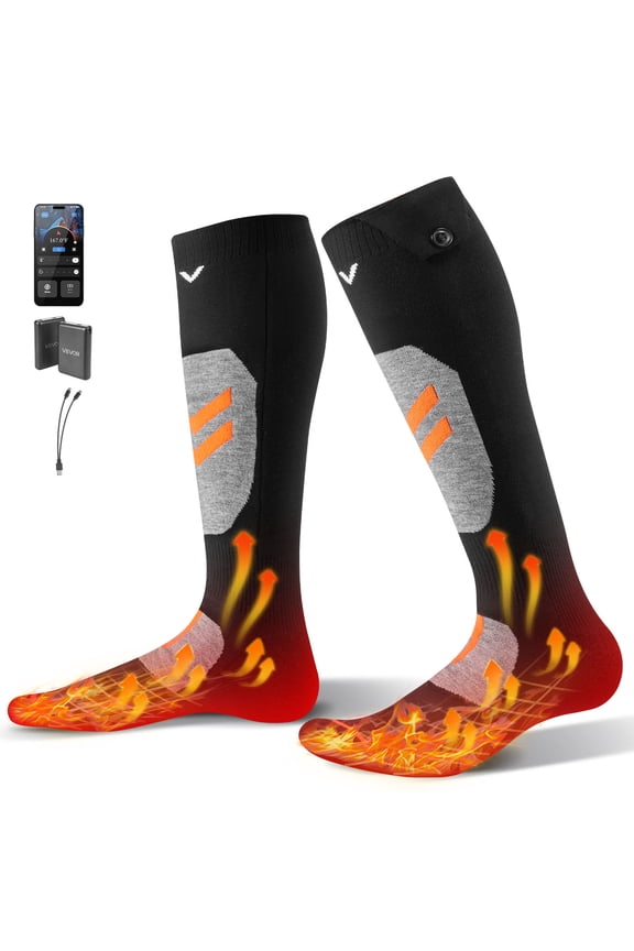 Heated Socks, X-Large Size, 5000mAh Battery Rechargeable Heating Socks with 4 Heating Levels, Electric Heated Sock with APP Control for Men Women, Foot Warmer for Hunting Riding Camping Hiking
