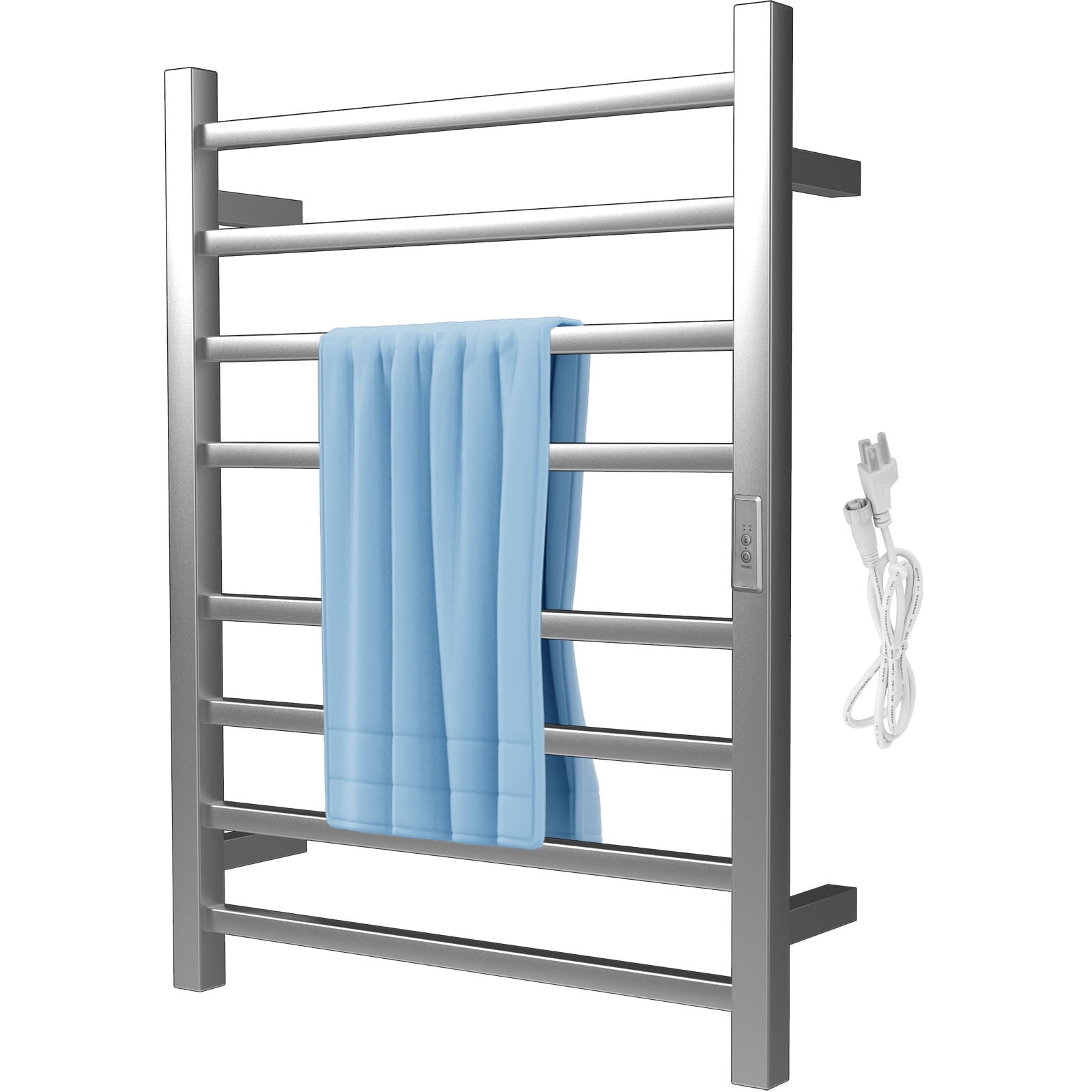 VEVOR Heated Towel Rack, 8 Bars Design, Polishing Brushed Stainless