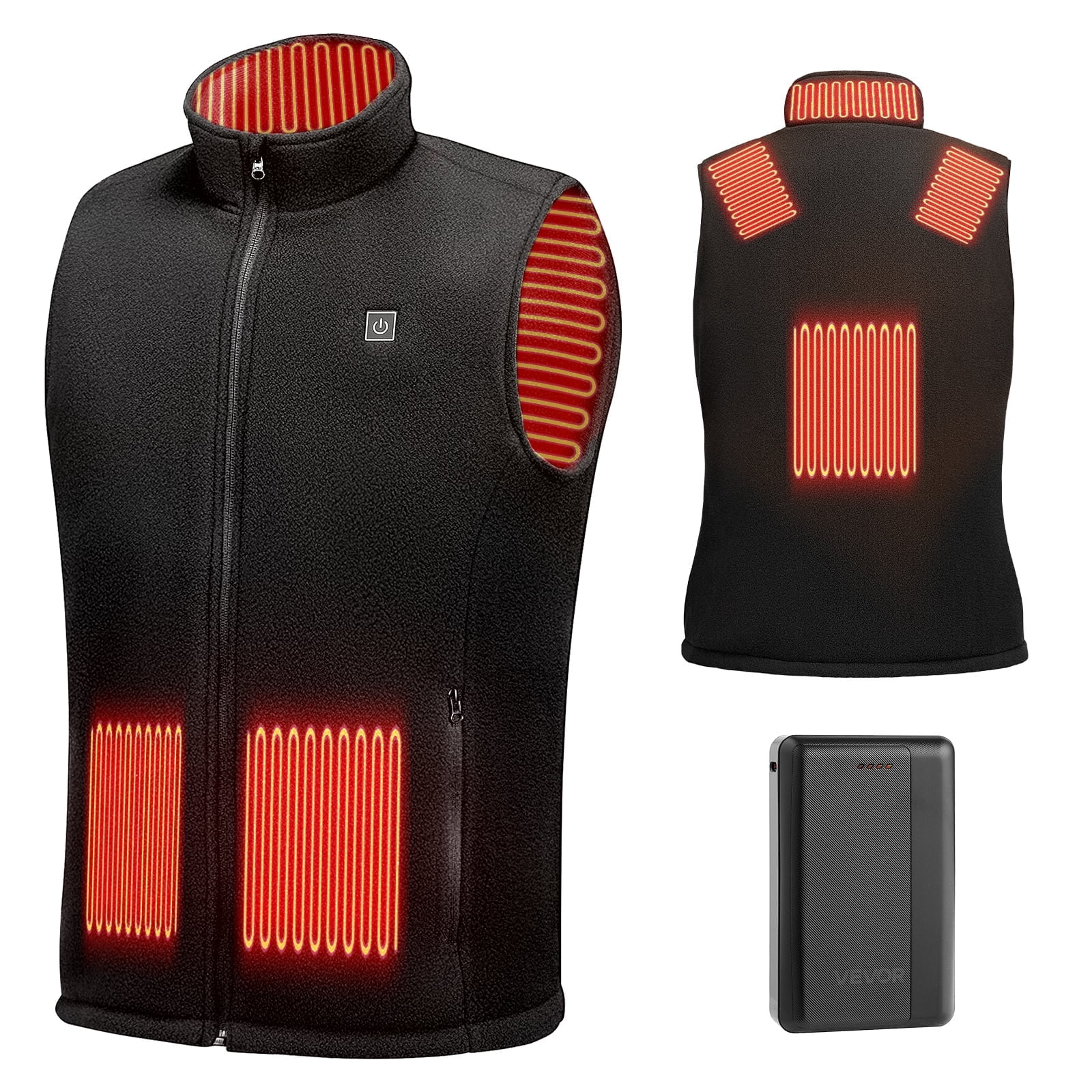 VEVOR Heated Vest, Men Electric Heating Vest with 16000 mAh Battery Pack, 6 Heating Zones Lightweight Rechargeable Winter-Vest with 3 Levels, for Outdoor Hiking Camping Fishing Skiing, Size M