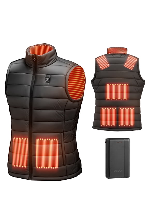Heated Vest, Men Electric Heating Vest with 16000 mAh Battery Pack, 8 Heating Zones Lightweight Rechargeable Winter-Vest with 3 Levels, for Outdoor Hiking Camping Fishing Skiing, Size L