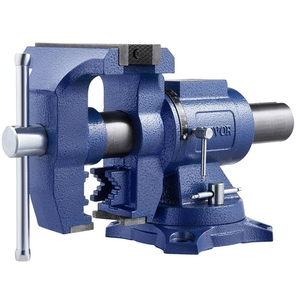 VEVOR Heavy Duty Bench Vise, 6-1/2" Jaw Width, 5" Max Jaw Opening Multi-Purpose Ductile Iron Bench Vise with Anvil, 360 Swivel Base Head, 3" Throat, 5620 lbs Clamp Force, Pipe Repairing Metalworking