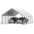 thumbnail image 1 of VEVOR Heavy Duty Metal Carport, 20 x 24 ft Outdoor Carport with Sturdy Frame & Roof, Car Garage Shade with Removable Sidewalls, Multi-Use Car Shelter for Pickup, Boat, Trucks & Tractors, 1 of 9