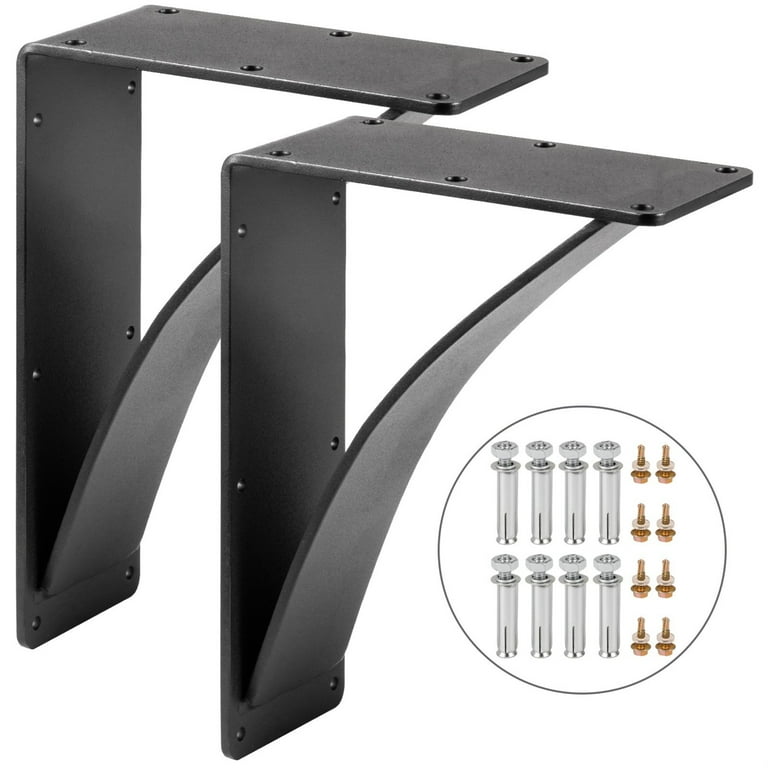 VEVOR Heavy Duty Shelf Brackets 10x12x2.5, 2 pack Floating Shelf Bracket,  450 LBS Load Garage Workshop Home Steel Shelf Brackets Hand Welded Triangle