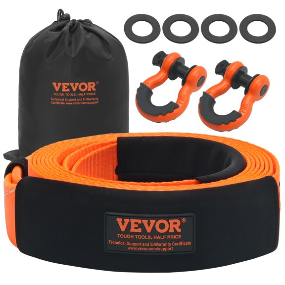 VEVOR Heavy Duty Tow Strap Recovery Kit 3" x 20 ft (MBS-36,000 lbs) Tree Saver Winch Strap, Triple Reinforced Loop & Protective Sleeves & Storage Bag , 3/4" D-Ring Shackles, for Truck Jeep SUV ATV