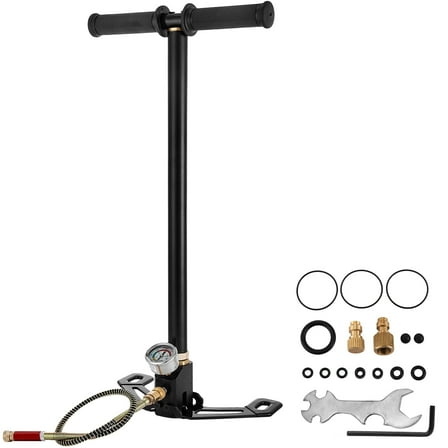 BENTISM High Pressure Hand Pump 3 Stage, Pcp Hand Pump 4500Psi, Airgun Pcp Pump Stainless Steel Filling Stirrup Pump (Black)