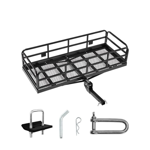 VEVOR Hitch Cargo Carrier,60" x 24" x 14", 500 lbs Capacity Hitch Cargo Carrier with Anti-Rattle Hitch Stabilizer, Folding Hitch Mount Cargo Carrier with Pins and Latches, Fit for SUVs/Pickup Trucks