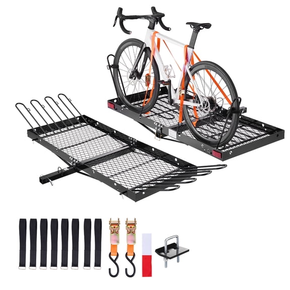 VEVOR Hitch Cargo Carrier with Bike Racks, 62" x 27" x 3" Hitch Mount Cargo Carrier for up to 4 Mountain Bikes,500LBS Capacity High-Strength Steel Rear Luggage Basket Fits 2" Receiver for SUV Pickups