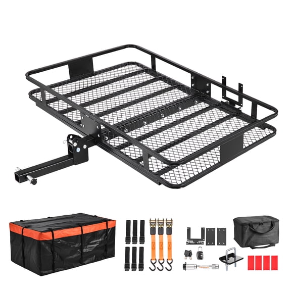 VEVOR Hitch Mount Cargo Carrier, 60" x 36" x 6" Folding Rear Luggage Rack Basket with Waterproof Cargo Bag, 500LBS Capacity High-Strength Steel Hitch Cargo Carrier Fits 2" Receiver for SUV Pickups