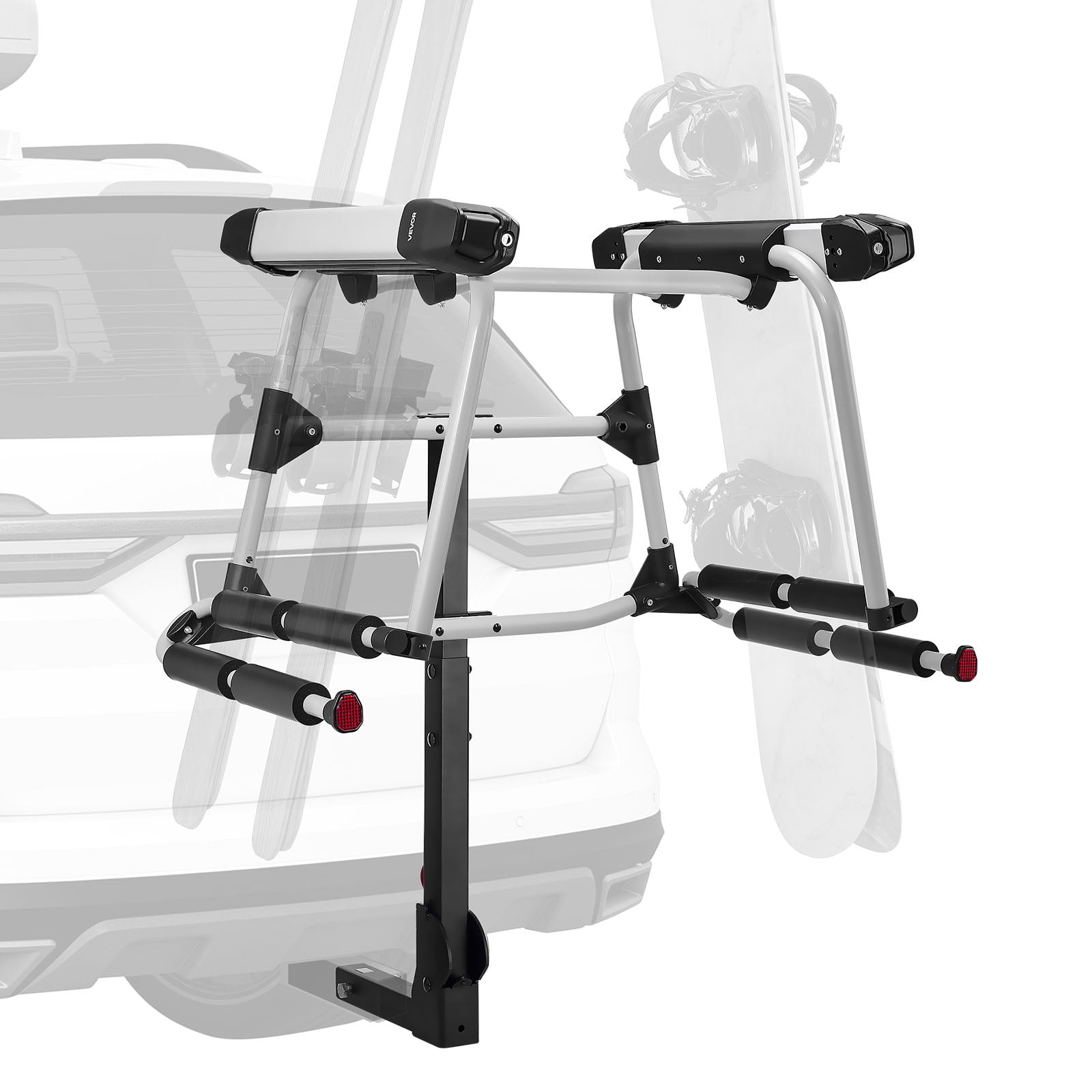 Ski Rack For Car Rear VEVOR Hitch Mounted Ski & Snowboard Rack, Fits 2-Inch Receiver, Carries ...