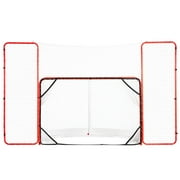 VEVOR Hockey Goal with Backstop and Targets, Street Steel Hockey Net, 72" Pro Hockey Training Goal Set, Portable Indoor Outdoor Hockey Goal with Net, Easy Assemble, White/Red