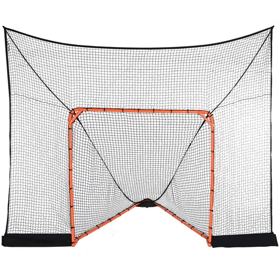 VEVOR Hockey and Lacrosse Goal Backstop with Extended Coverage, 12' x 9' Lacrosse Net, Complete Accessories Training Net,Quick Easy Setup Backyard Lacrosse Equipment, Perfect for Youth Adult Training