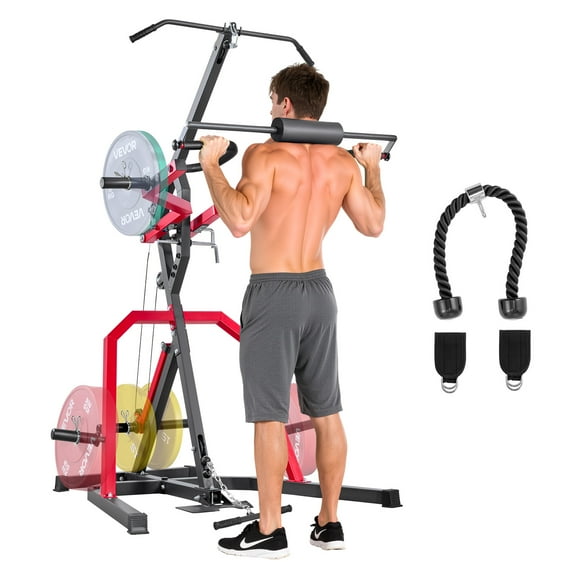 VEVOR Home Gym Equipment, Leverage Gym with 2:1 Ratio LAT Low Row System, Strength Training Machine for Squats Deadlifts Bench Press Bicep Curls, Home Gym Machine,Adjustable Full Body Workout Station
