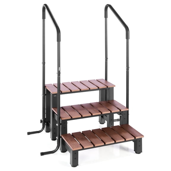 VEVOR Hot Tub Steps with Handrail, 3-Step Spa Outdoor Stairs, Heavy Duty 25.2 inch Wide Above-Ground/Inflatable Pool Ladder with 550 lbs Weight Capacity, Multi-Use for Porch, Patio, Deck, Trailers